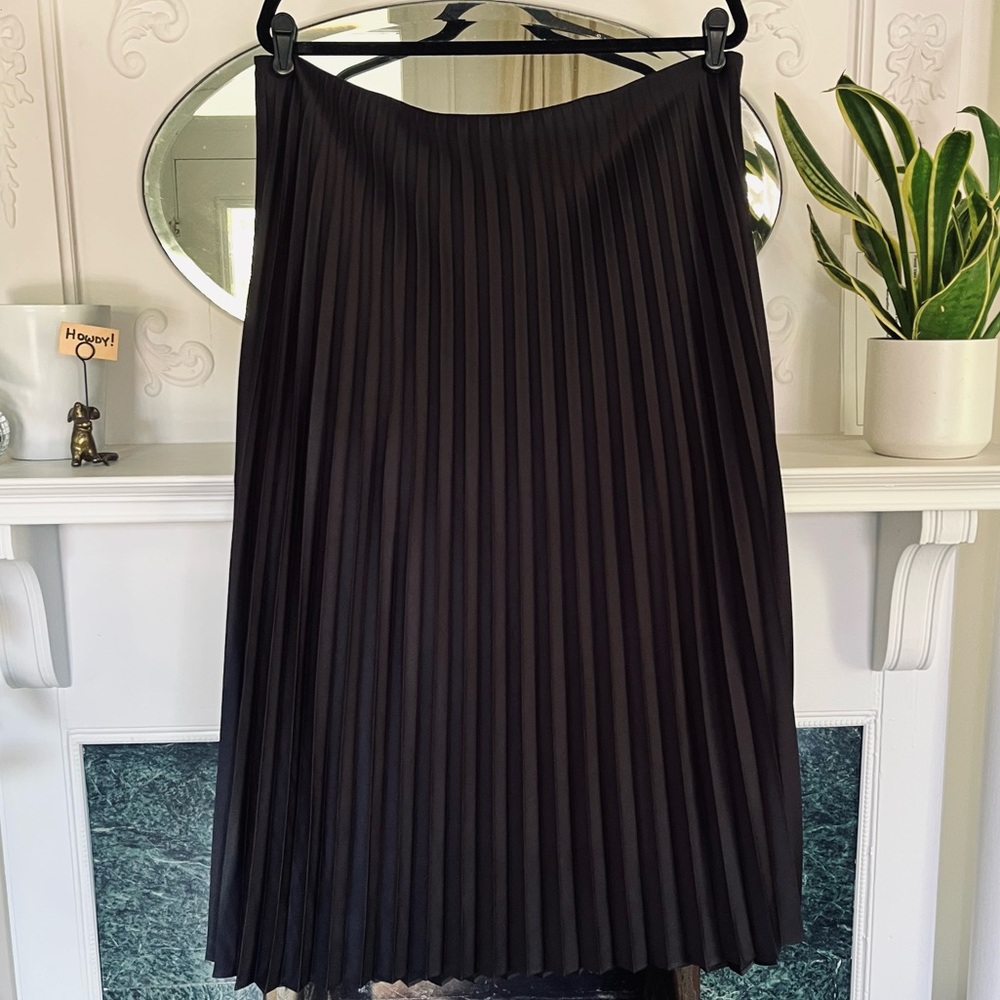 J. Crew Black Pleated Marcia Midi Skirt - XL